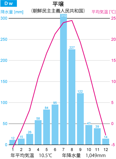 平壌の雨温図